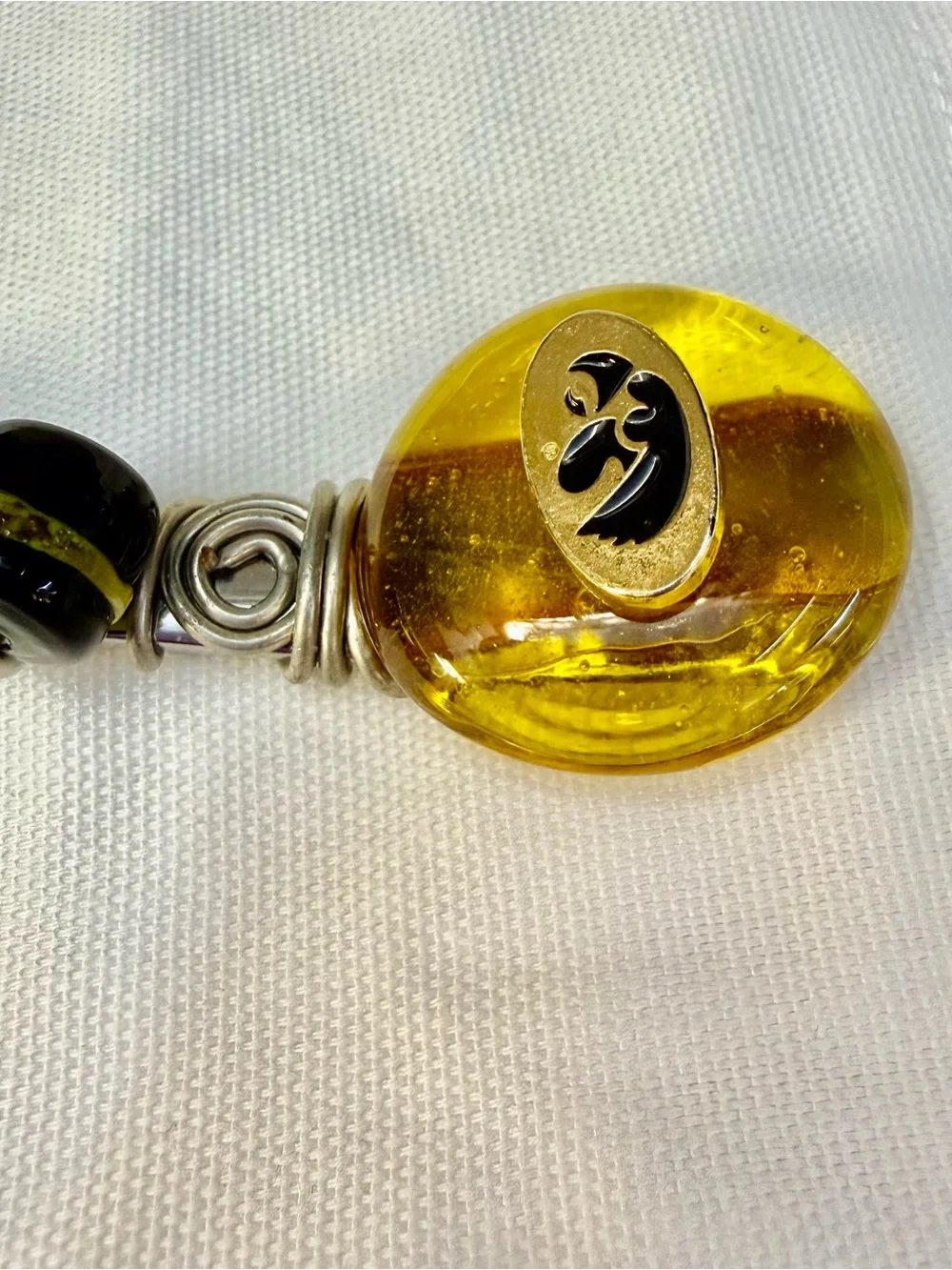 Beaded Butter Knife Featuring University of Iowa Hawkeyes Logo.